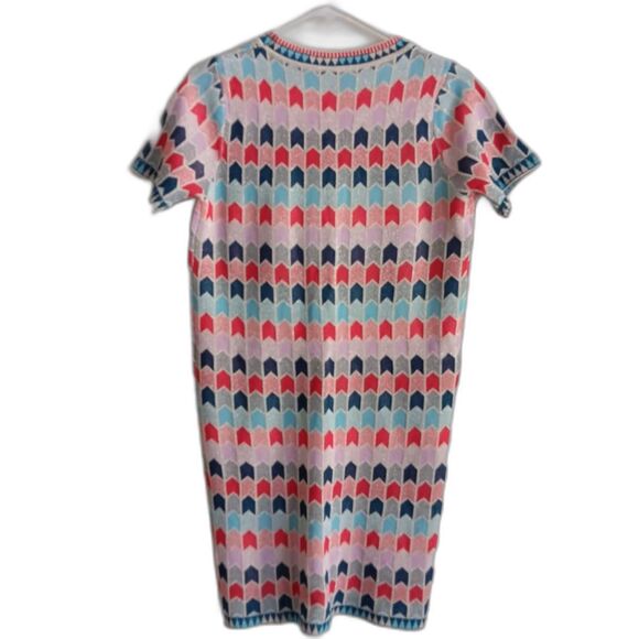 Vintage T-shirt Dress Bodycon Medium Jacquard Knit Geometric Metallic fairy - Picture 3 of 5